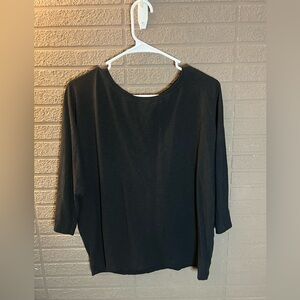Rachel Zoe Black Long Sleeve Scoop-Neck Top